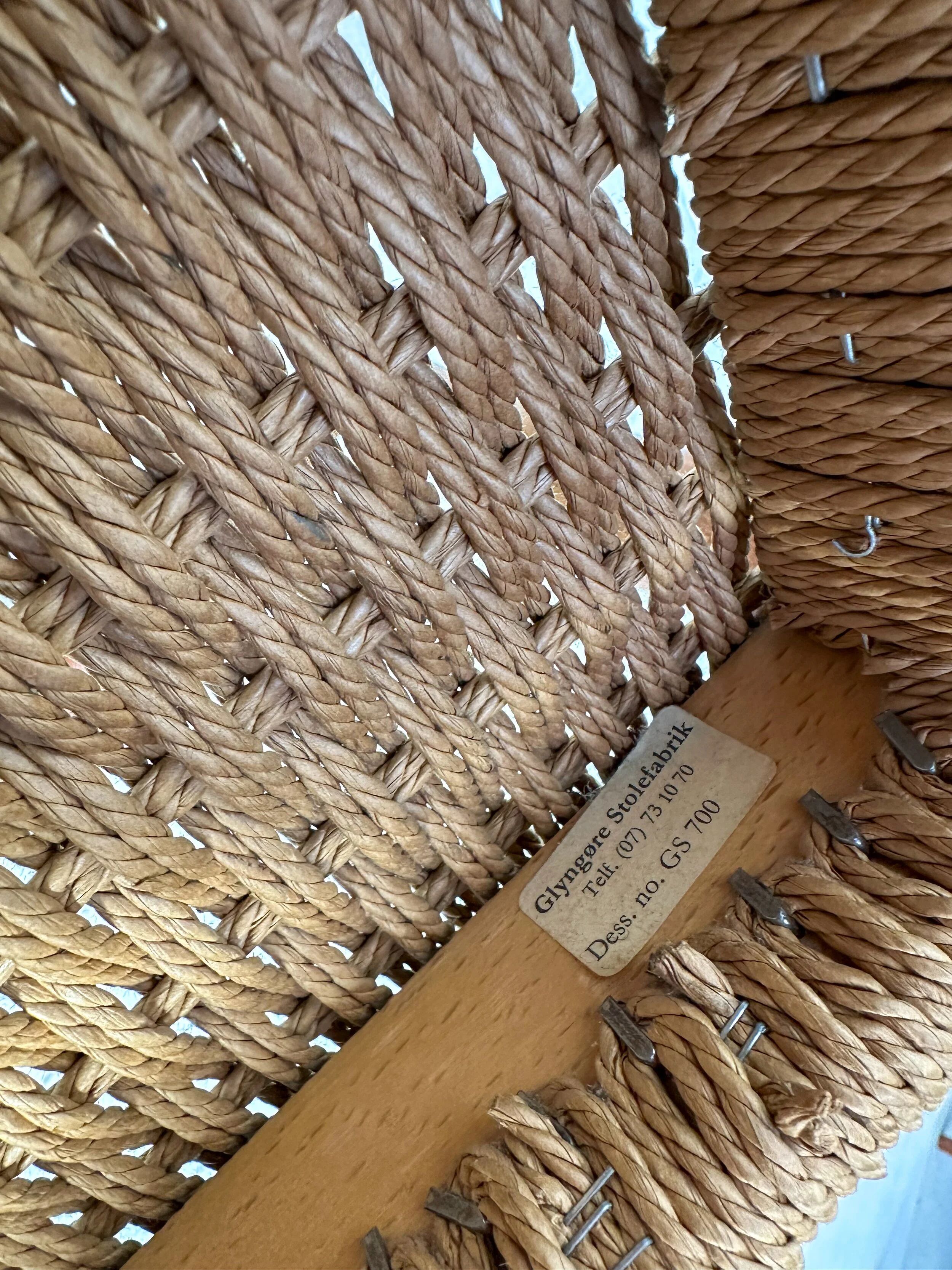 1950s Danish GS700 teak & papercord dining armchair by Arne Wahl Iversen for Glyngøre Stolefabrik