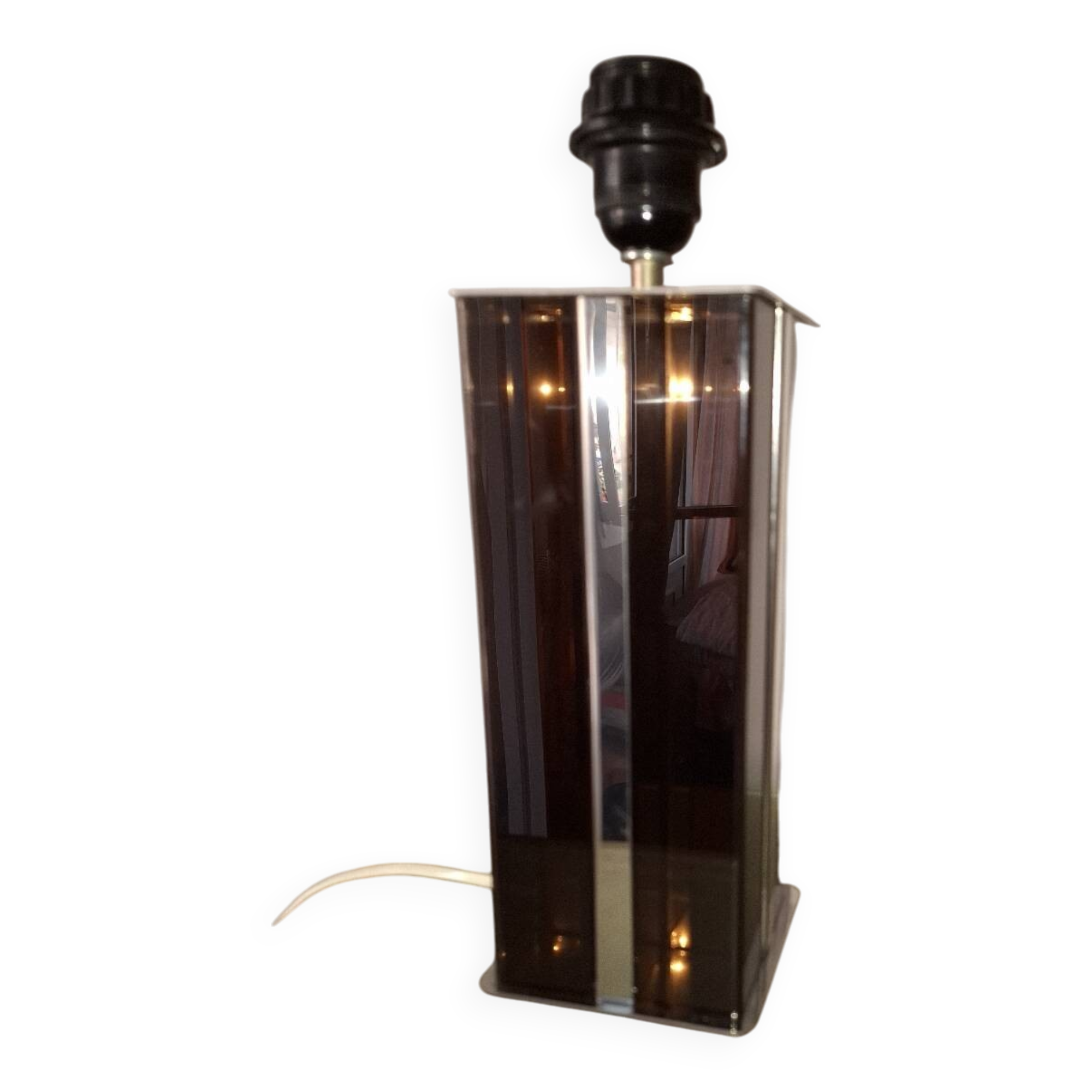 Pied de lampe années 70'S en plexi et chrome