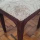 Footrest, vintage stool in solid oak with floral upholstery.