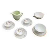 Coffee service, composed of 10 pieces, 3 cups and 3 saucers, a bowl, a saucer, vintage