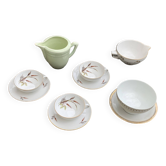 Coffee service, composed of 10 pieces, 3 cups and 3 saucers, a bowl, a saucer, vintage