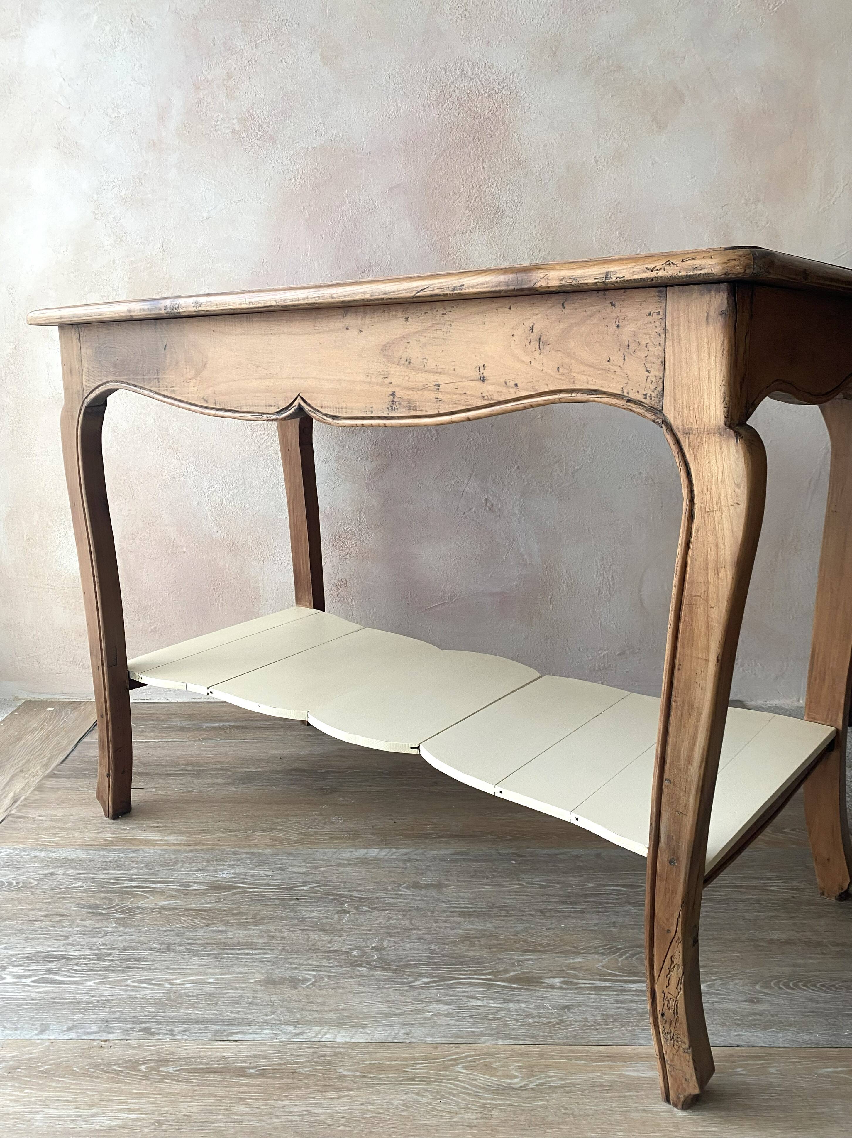 Old console in solid cherry wood - rustic Louis XV style