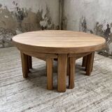 Circular elm coffee table from the 1950s