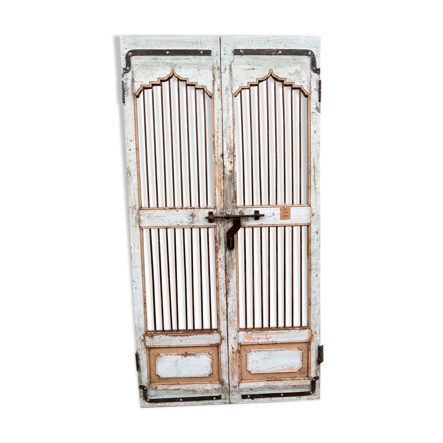 Art Deco patio door in Burmese teak with original patina.