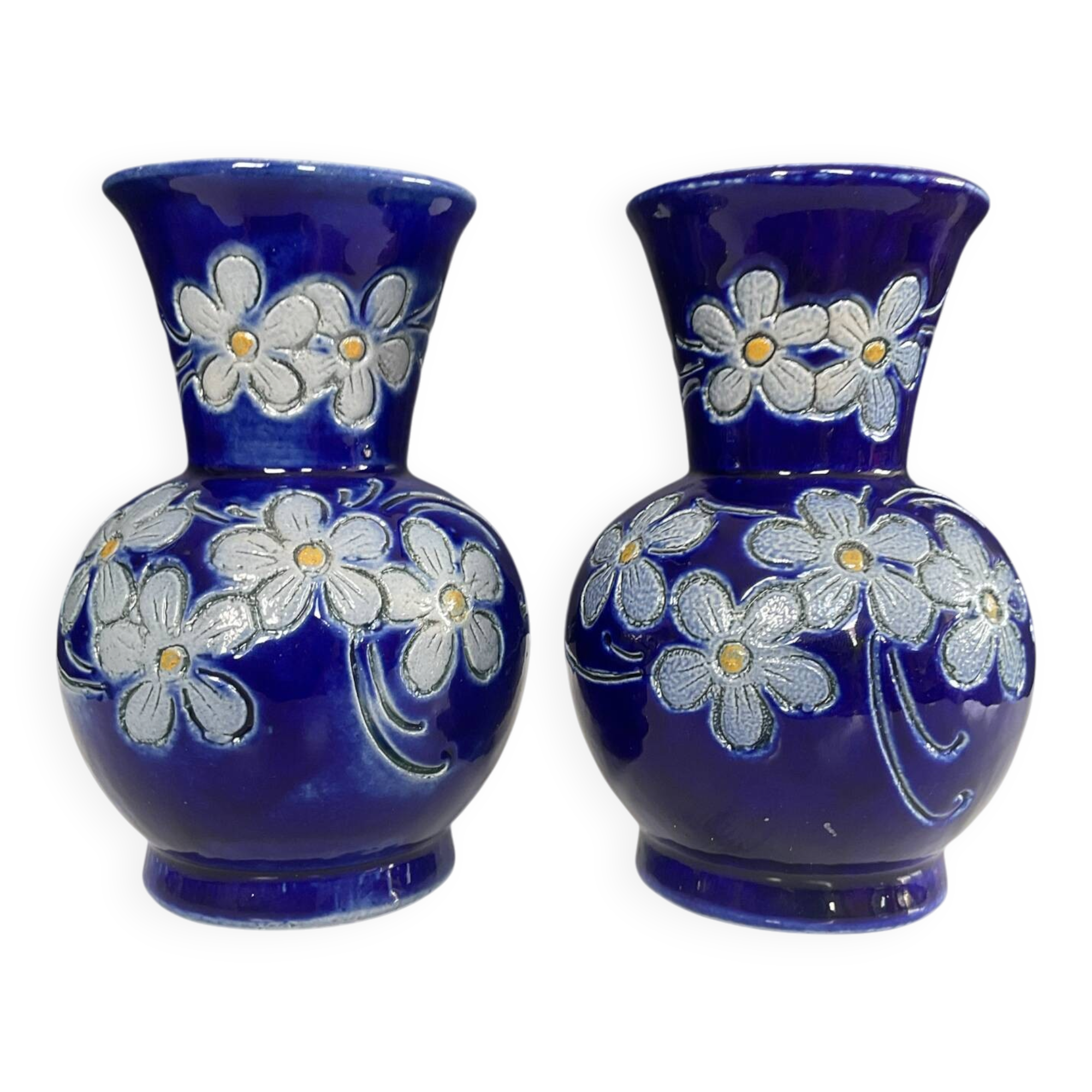 Paire de vases vintage en grès estampillés