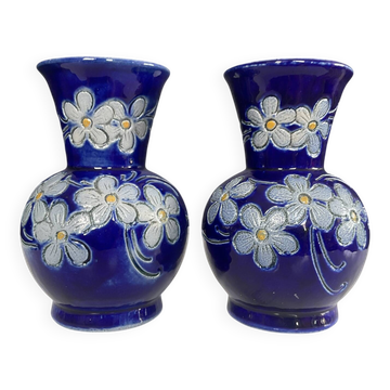 Paire de vases vintage en grès estampillés