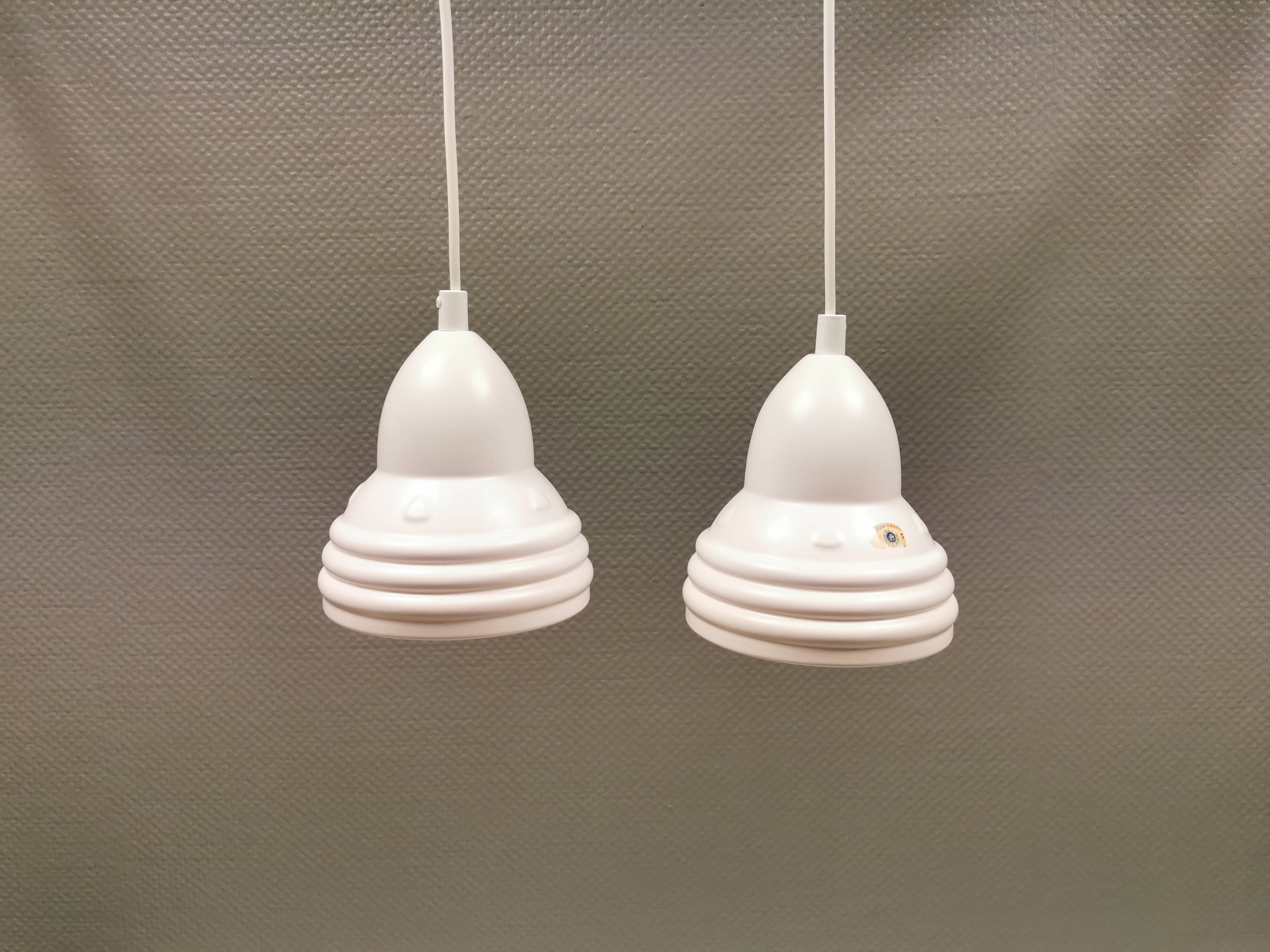 Two small ceramic hanging lights from Danish Søholm, estimated 1980s.