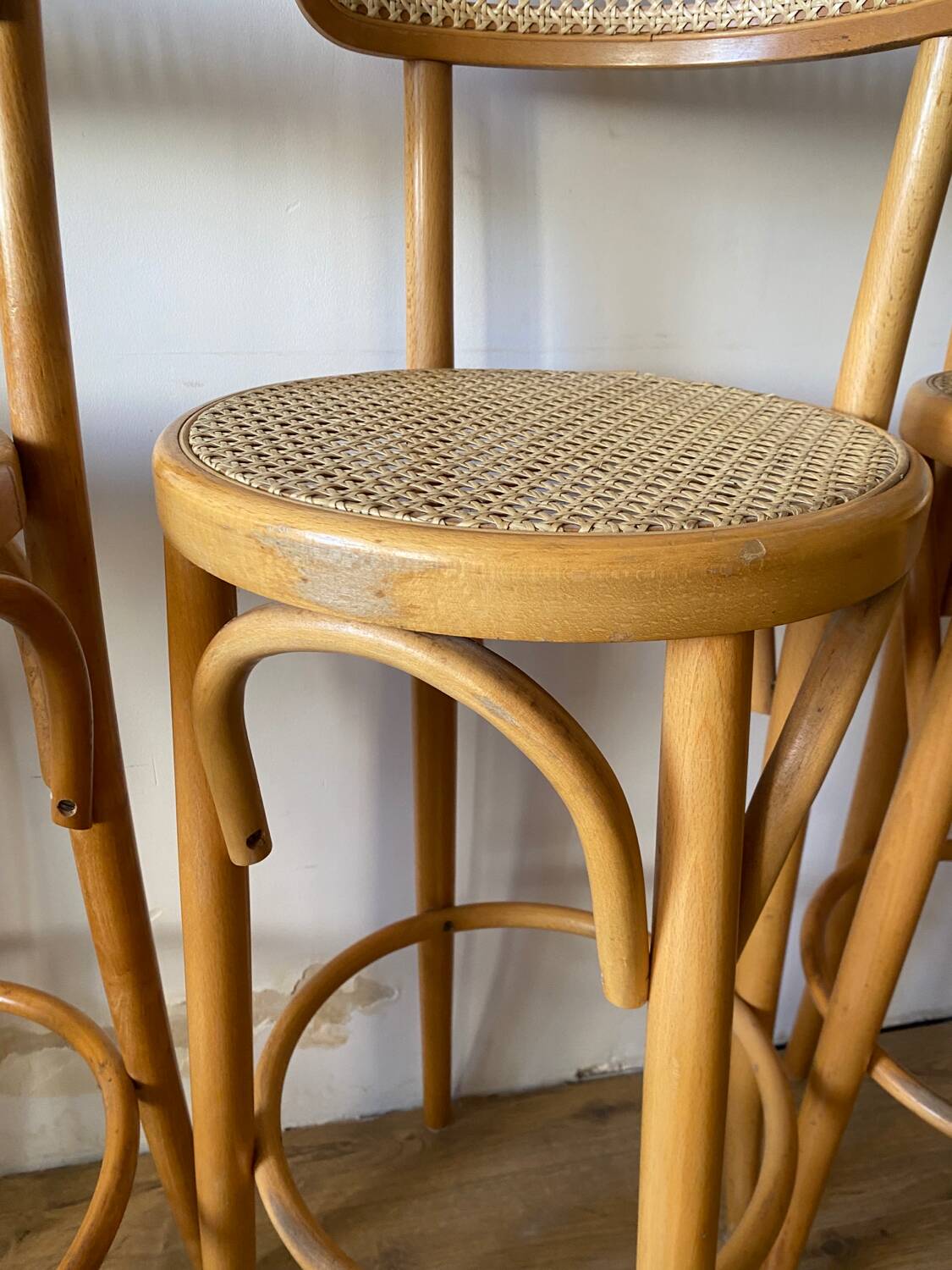 Canework and bentwood bar stools