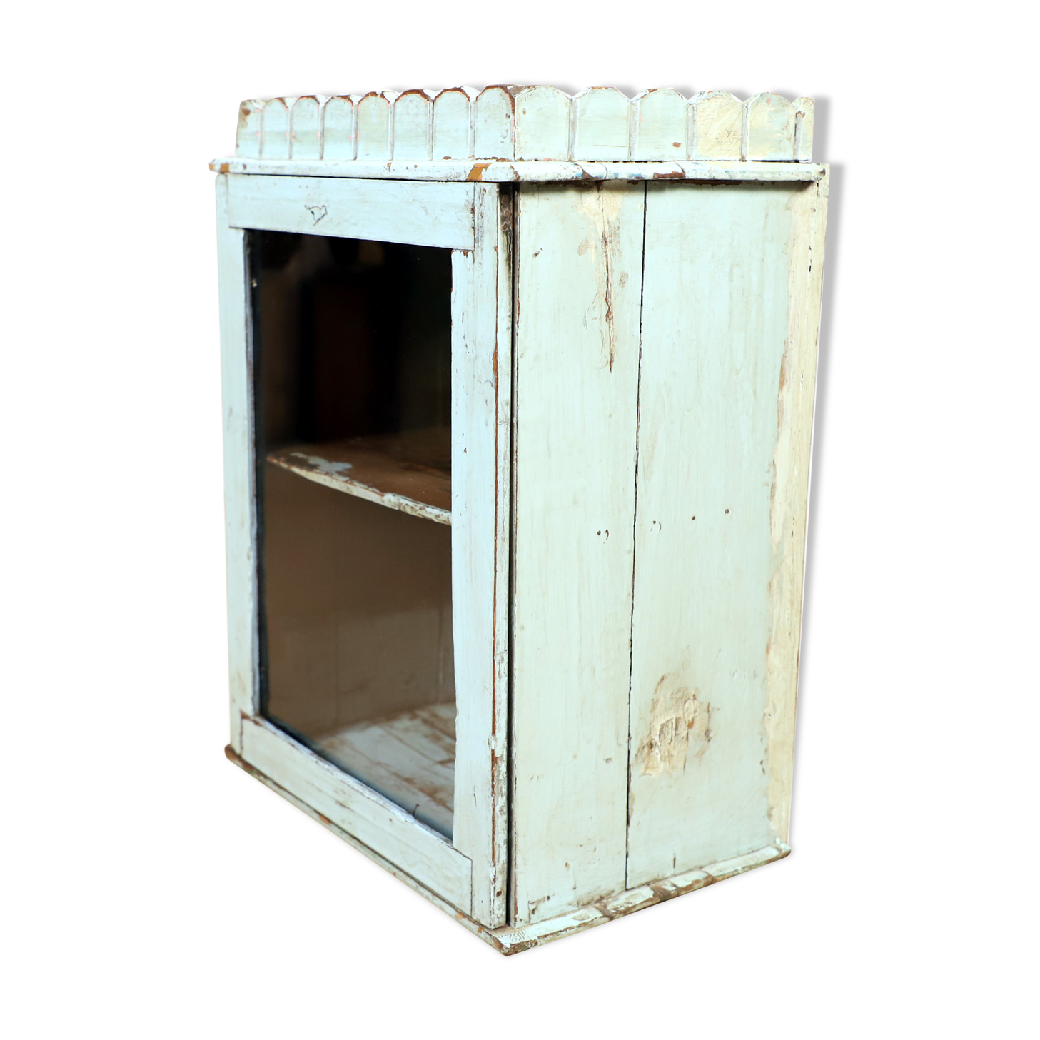 Wall display case - old art deco clock box in burmese teak