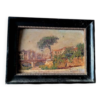 Painting from the late 19th century, impressionist oil on panel.