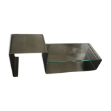 Coffee table in inox and glass 70s