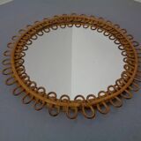 Small filigree Italian bamboo mirror, 1950s