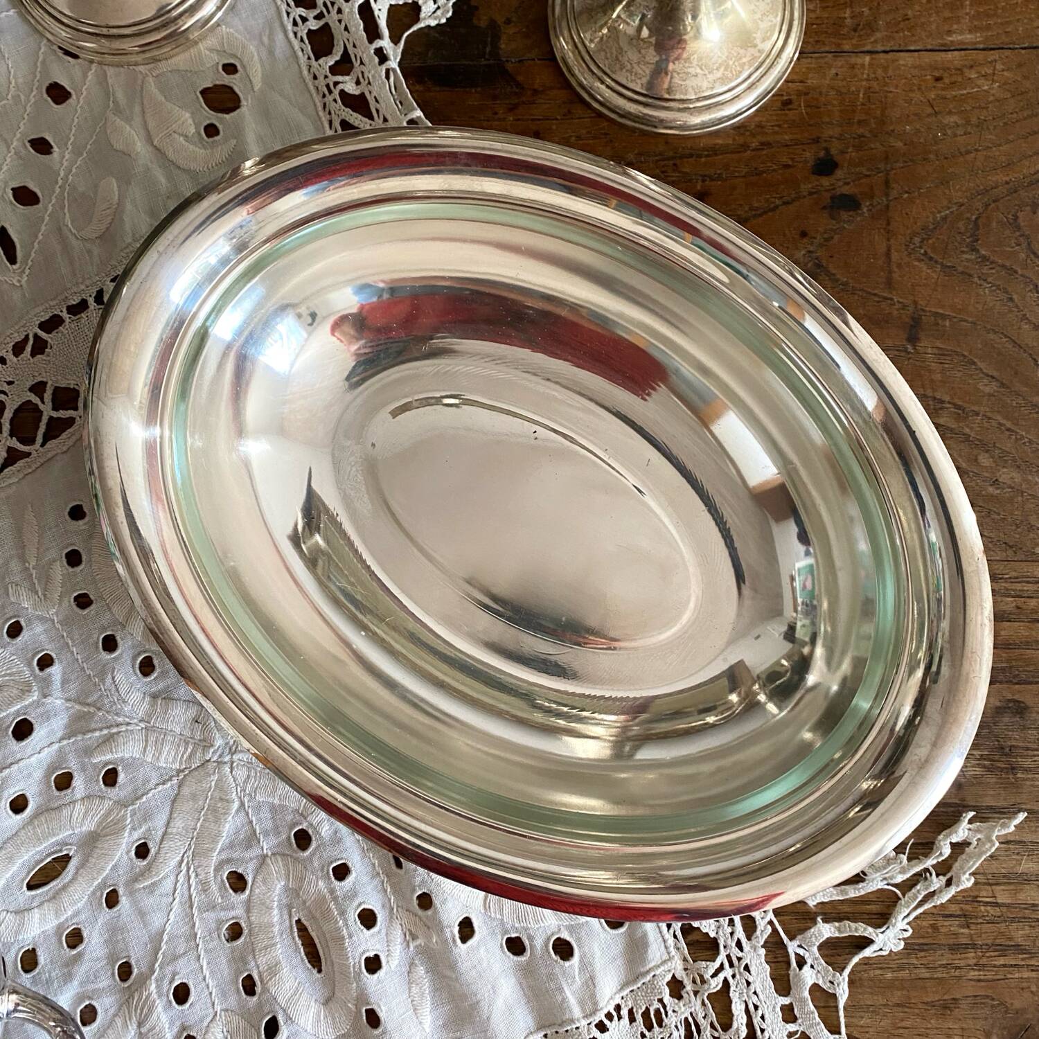 Silver oval serving dish