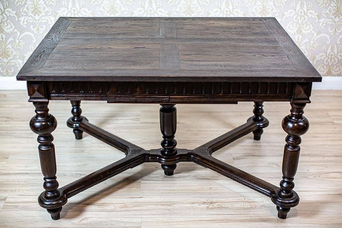 Antique Rectangular Oak Dining Table, 1890s