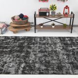 Black gray tones anatolian handmade vintage rug 260x158cm