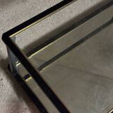 Large coffee table in metal, glass and mirror 1970