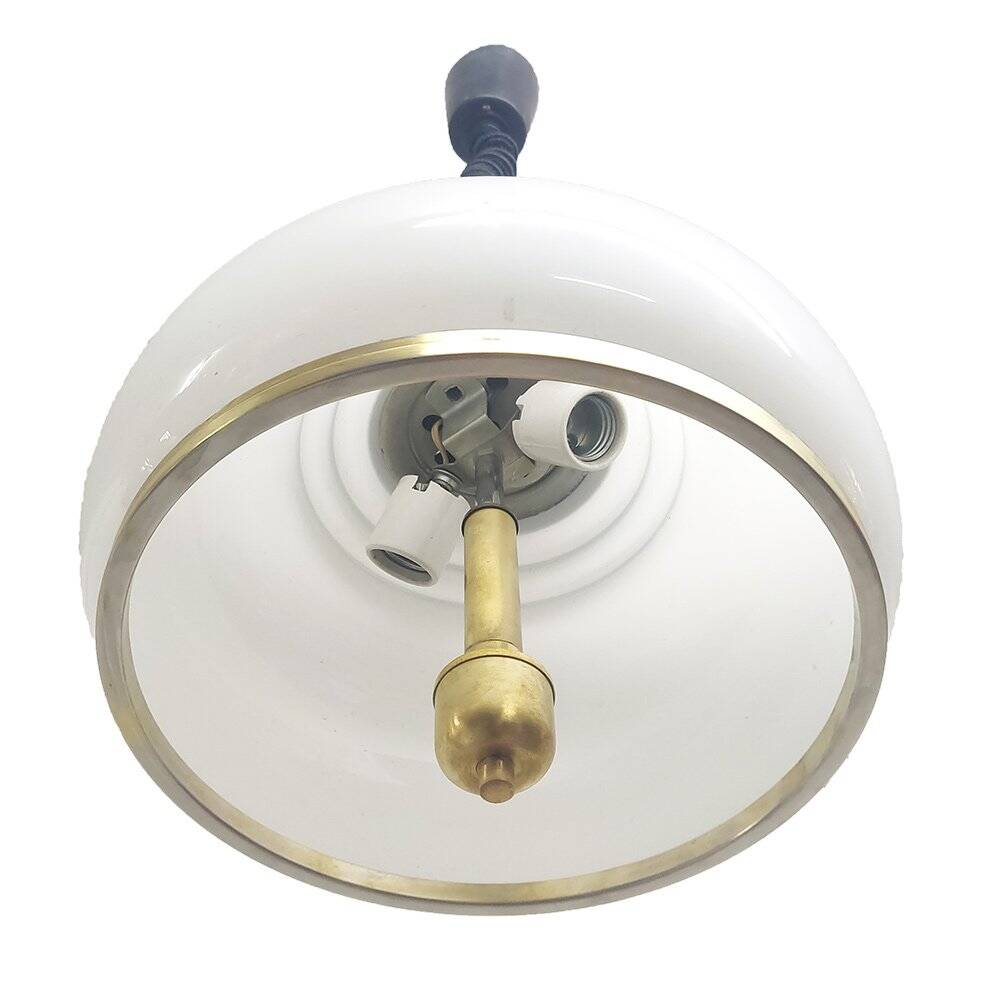 Adjustable White Opaline Glass and Golden Brass Adjustable Lamp, Italy, 197