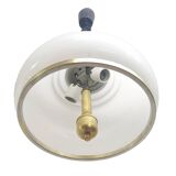 Adjustable White Opaline Glass and Golden Brass Adjustable Lamp, Italy, 197