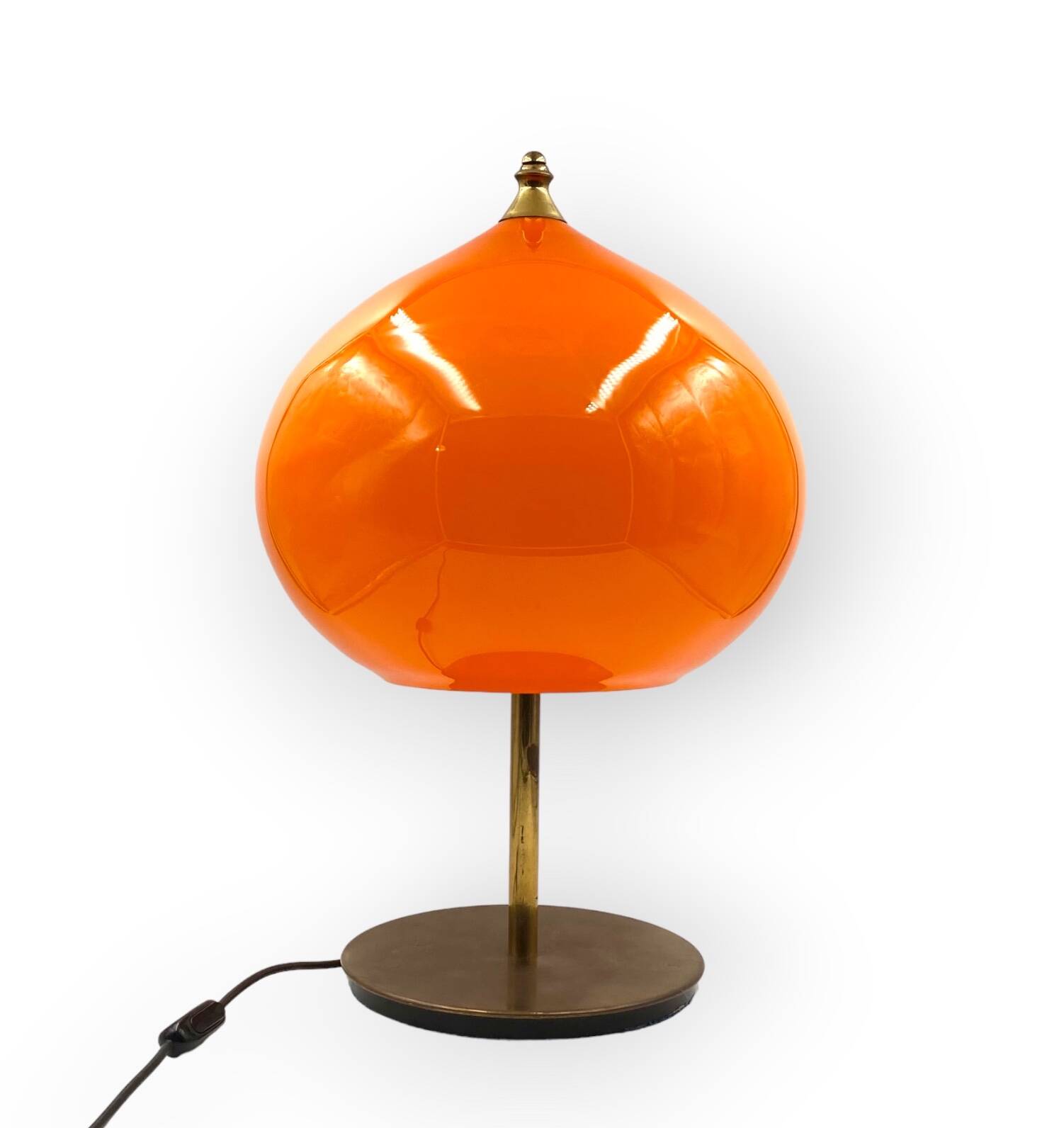 Mid-century modern orange glass Table lamp, Vistosi Italy, 1960s