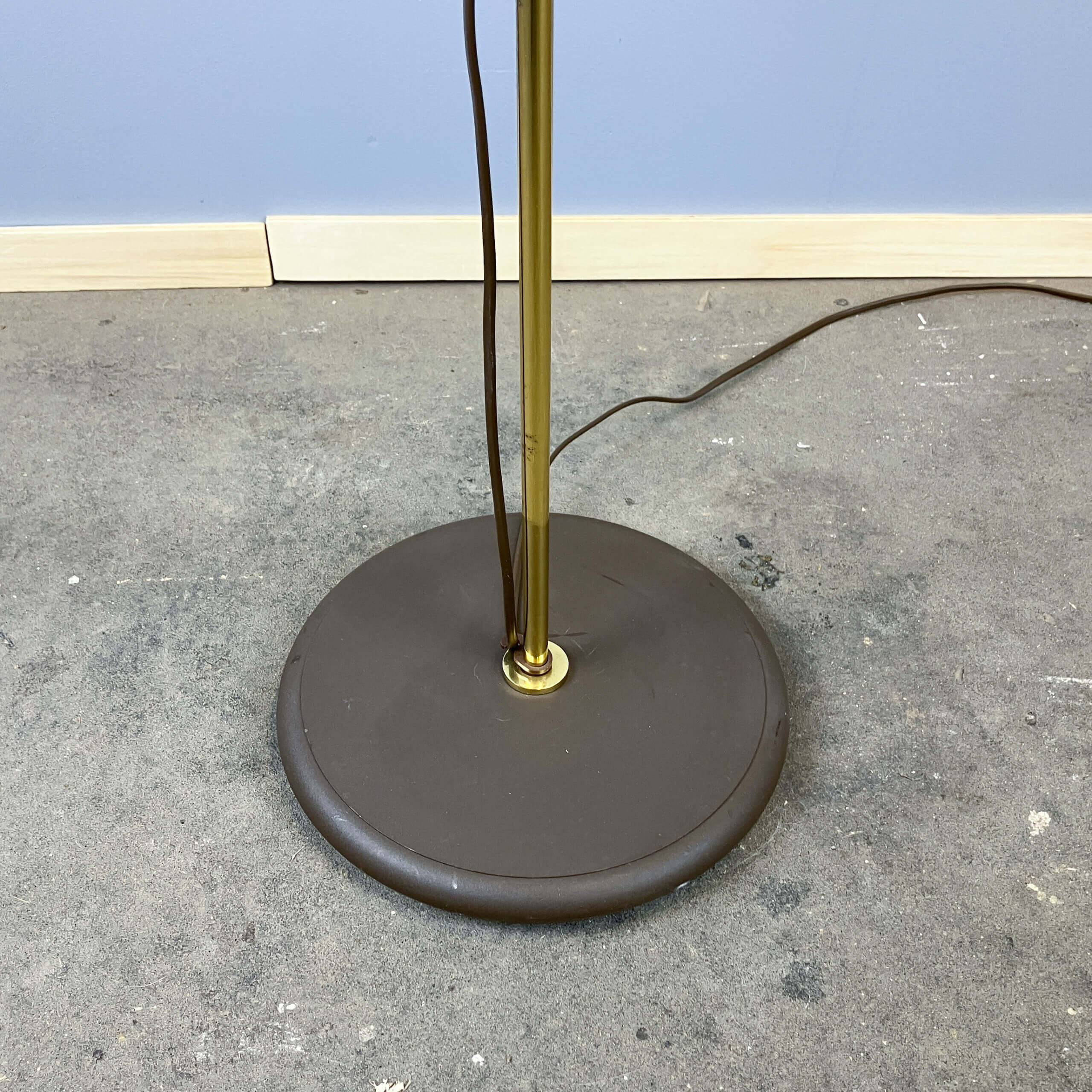 2-bulb floor lamp by Hustadt Leuchten, plastic spotlights on a brass pole, 1970s