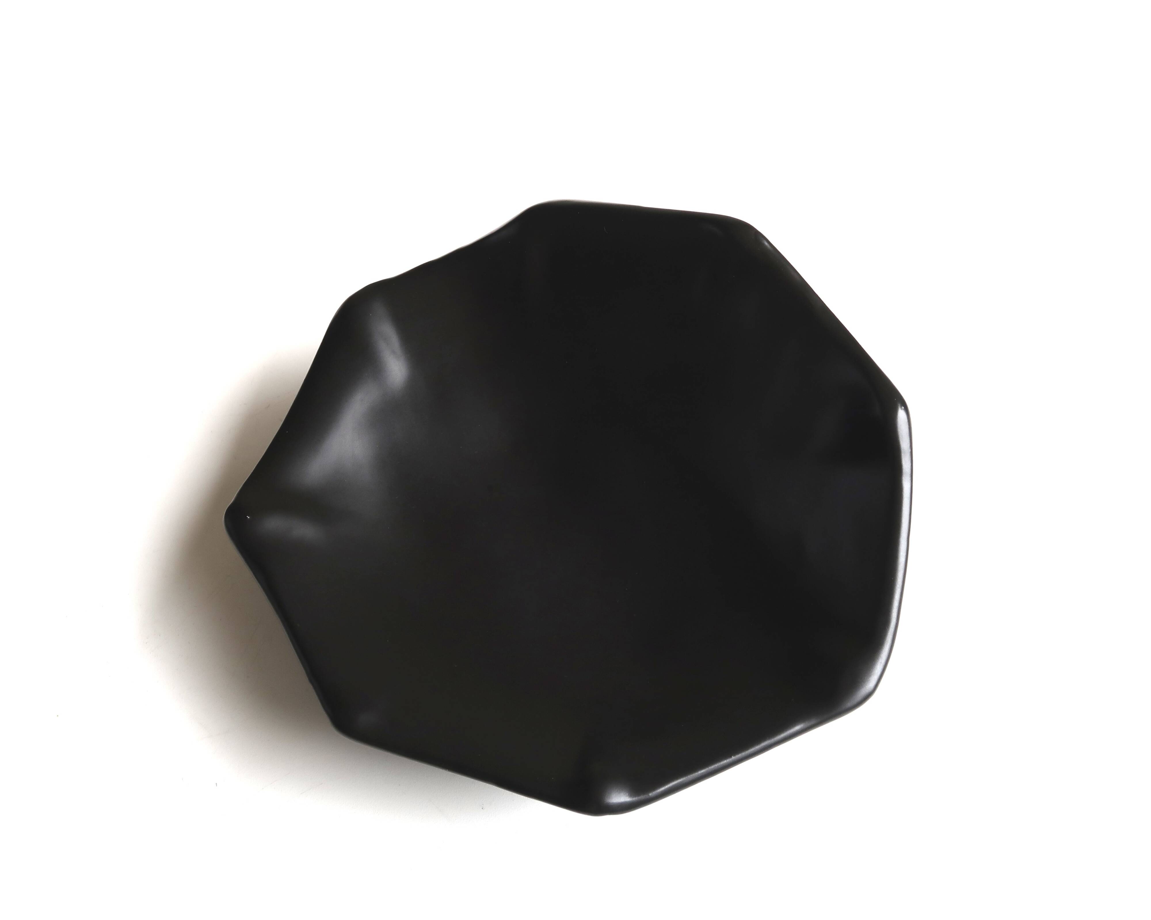 Black ceramic vide poche by Jean Claude Peiré, 1980s.