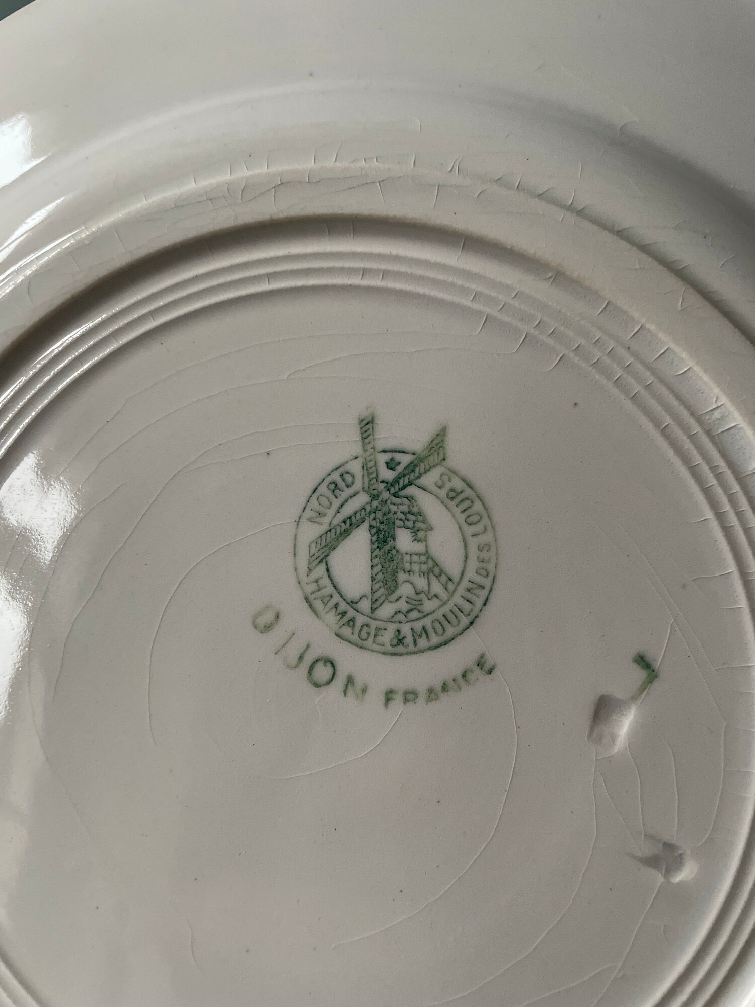 Set of 9 flat earthenware plates Terre de Fer Moulin des Loups, model "Dijon"