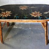 Table en rotin et céramique Georges Chassin Vallauris