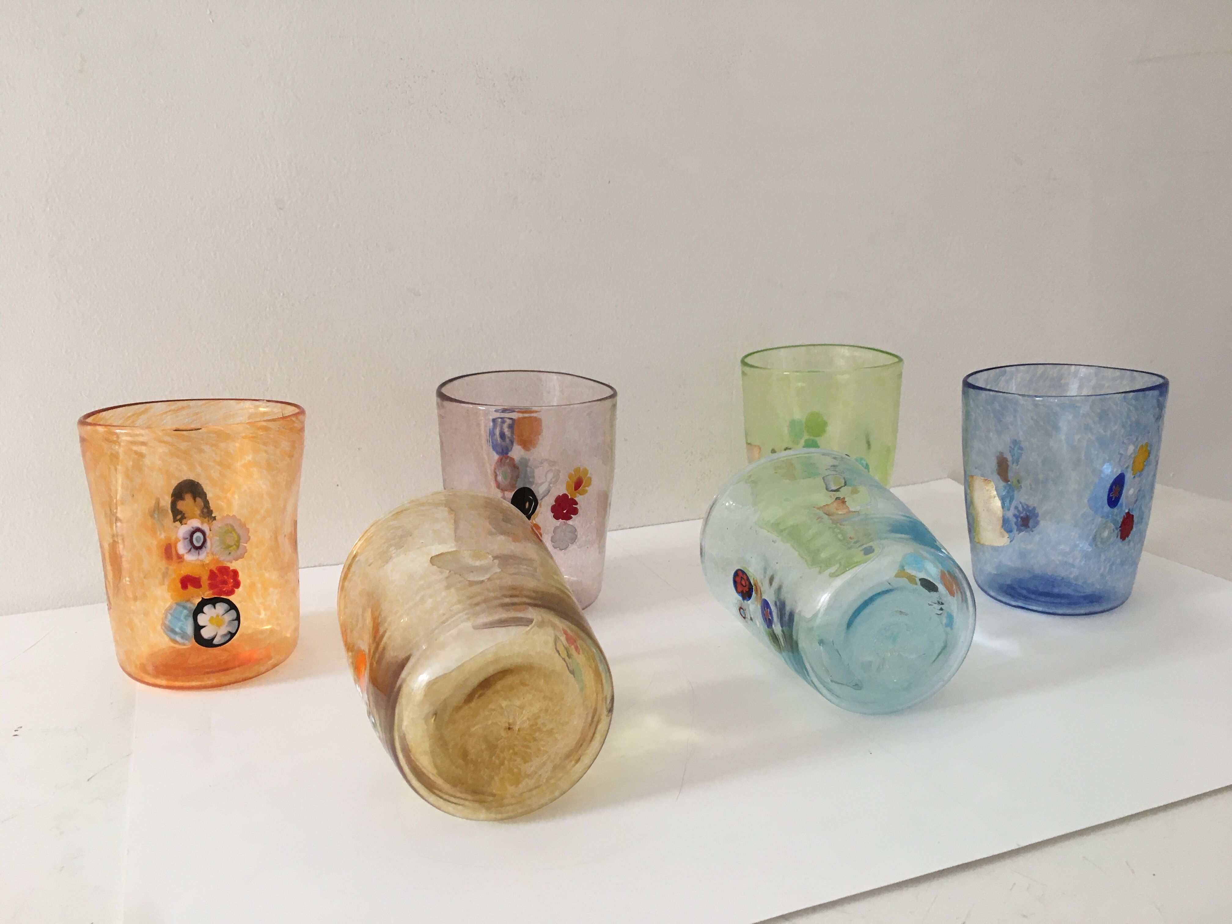 Service of 6 Murano glasses water "goto" "murrisa" in Murano glass unique piece