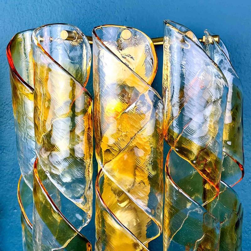 Pair of wall lights AV Mazzega Torciglione Murano