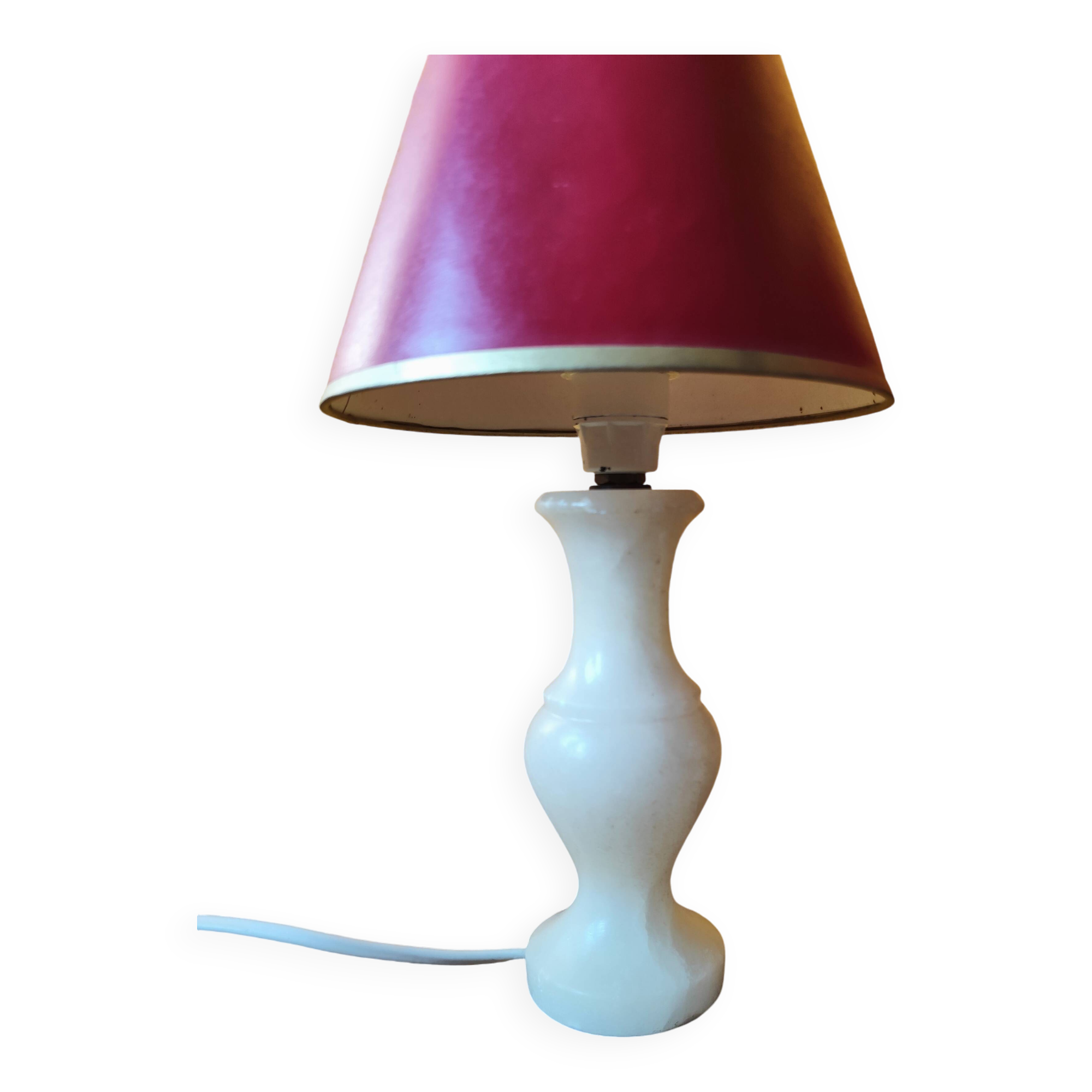 Lampe en pierre marbrée  beige -  lampe albâtre