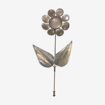 Applique vintage "fleur" en métal 1970