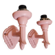 Set of 2 vintage pastel pink enamelled cast iron wall lamps