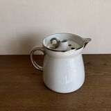 XXL modernist flowerpot pitcher vase in platinum and white porcelain