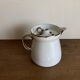 XXL modernist flowerpot pitcher vase in platinum and white porcelain