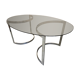 Glass oval dining table by Milo Baughman