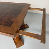 Ancienne table en noyer et loupe art déco année 30 France rallonges