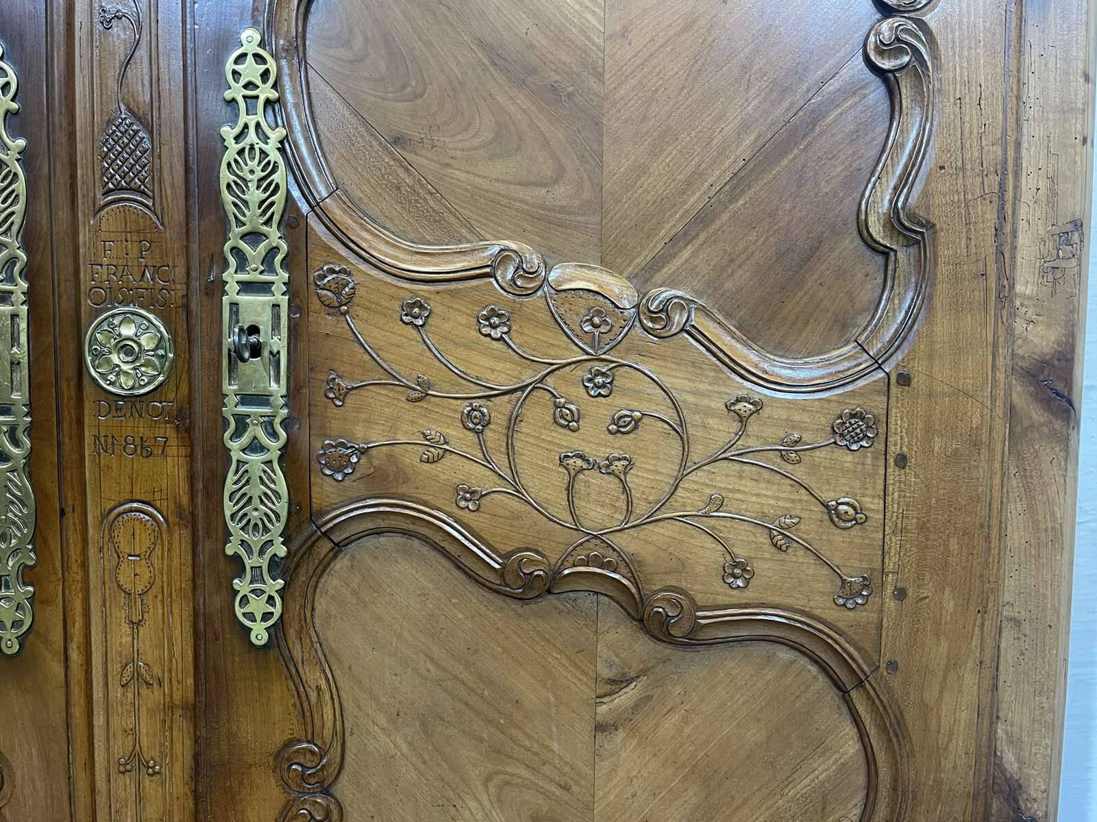 Wedding armoire from Rennes dated 1857 and signed François fils Denot.