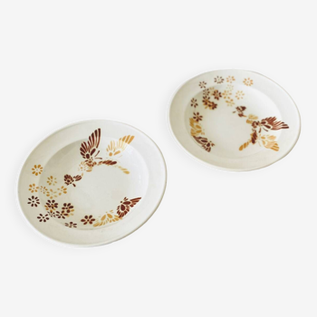 Set of 2 Sarreguemines earthenware soup plates