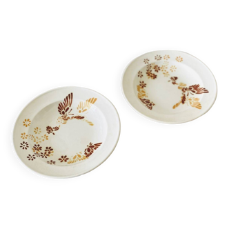 Set of 2 Sarreguemines earthenware soup plates