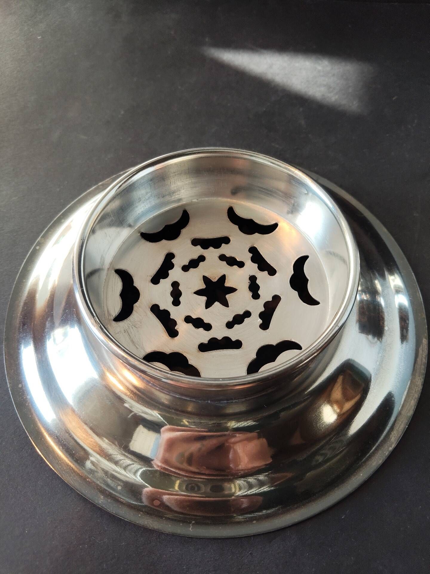 Vintage French silver-plated butter press, Coquillor style.