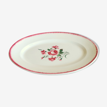 Digoin Sarreguemines Oval Ceramic Plate Motif Bouquet Fleuri