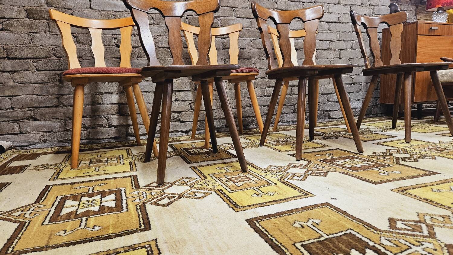 Set of 6 mismatched Baumann style bistro chairs from the 1970s