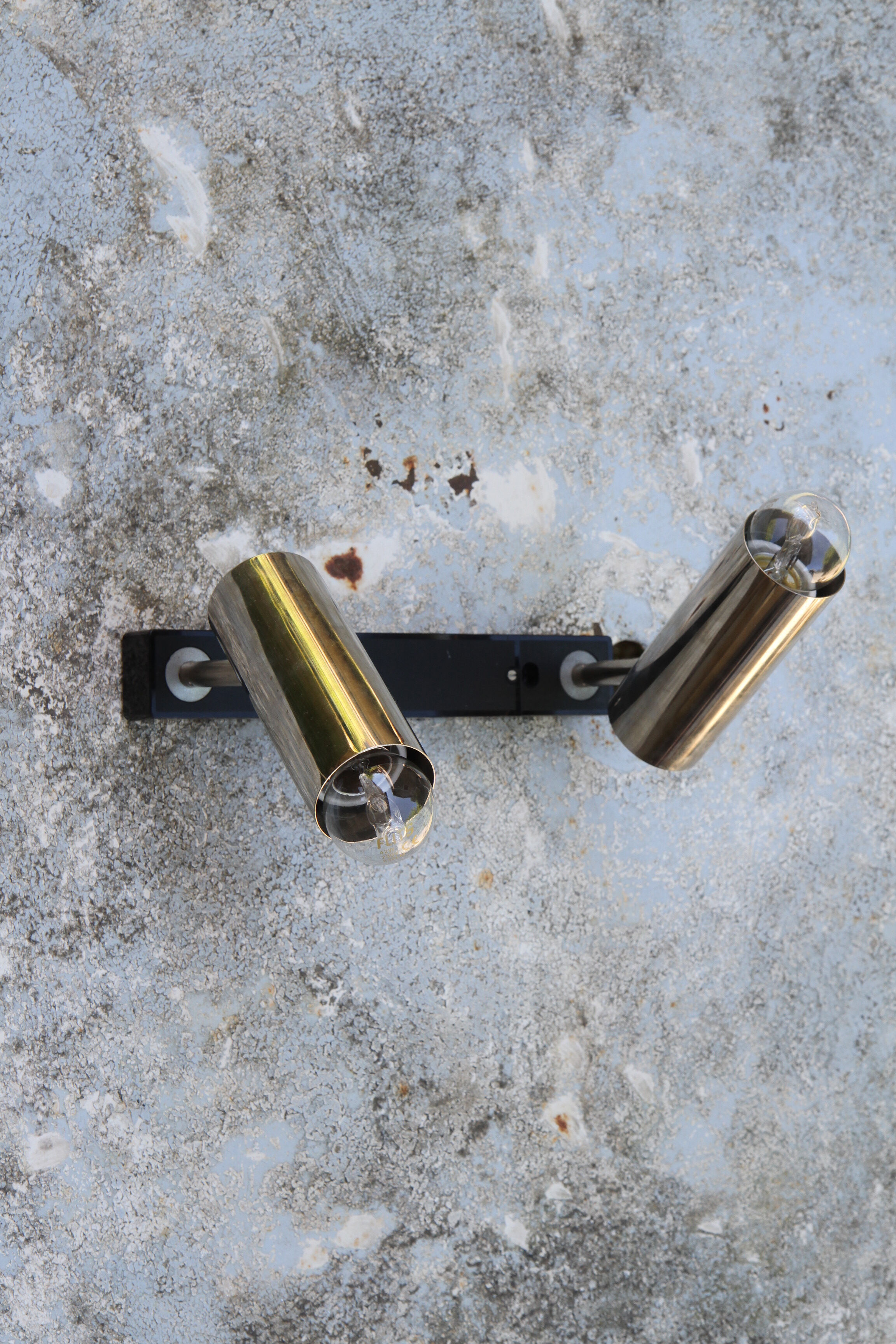 Wall sconce with two chrome lights from the 70s