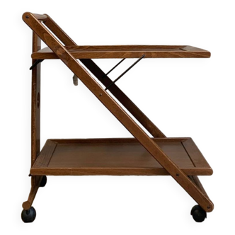Folding wooden service / serving cart from the 1960s, midcentury modern
