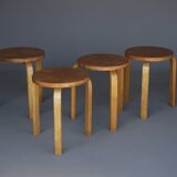 Model 60 stools by Alvar Aalto for Finmar, 1930s. Set of 4