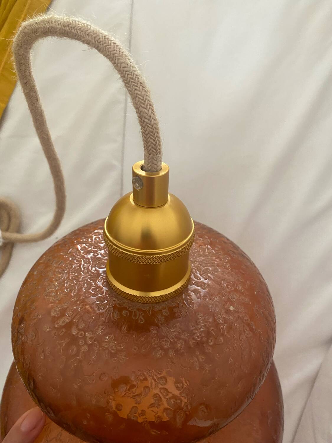Vintage amber blown glass pendant light