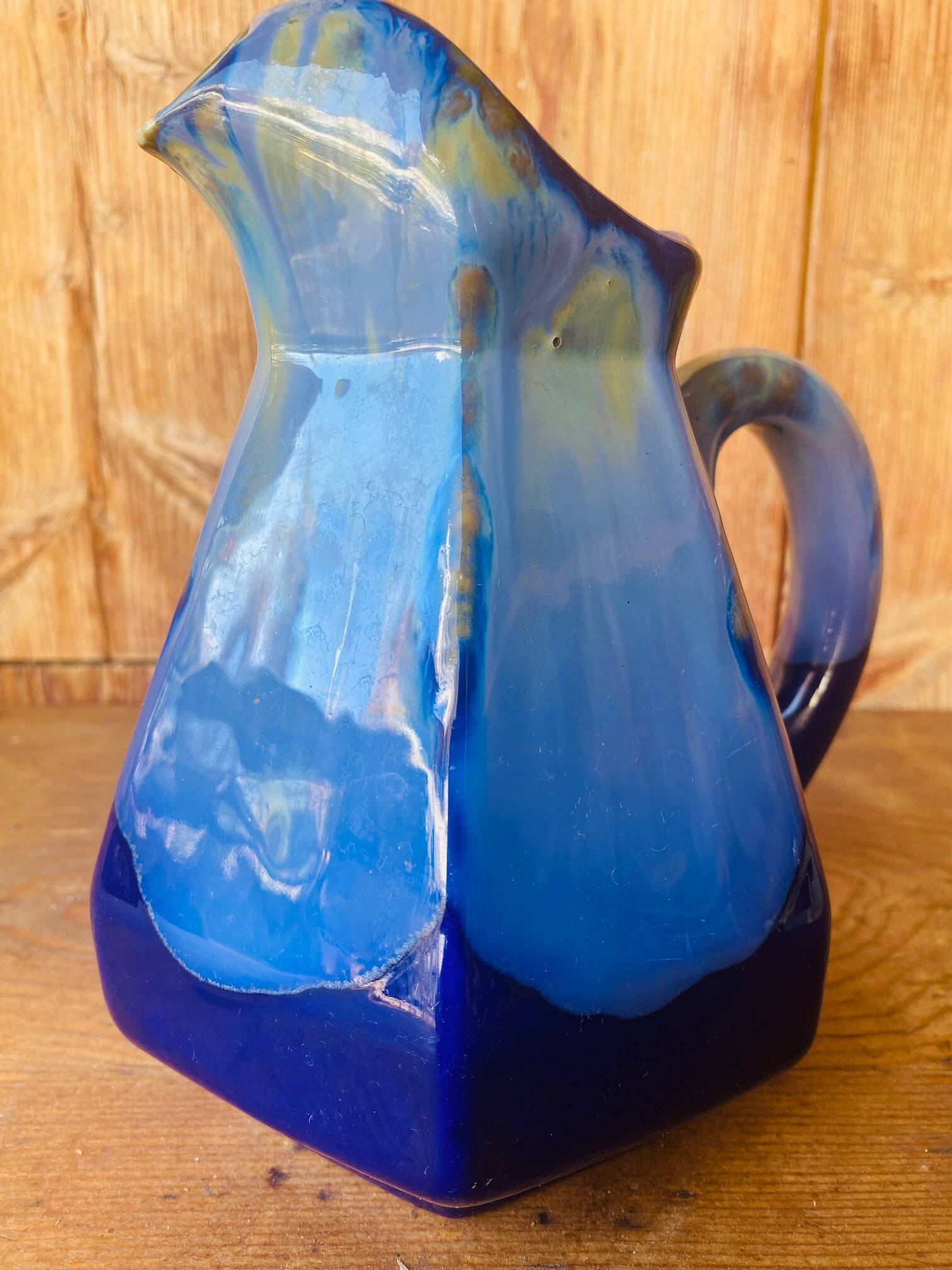 Pichet en grés flammé bleu Art Deco