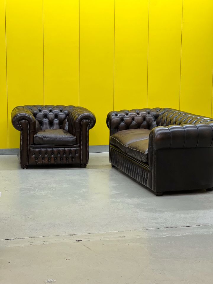 1990s Chesterfield Sofa and Chair