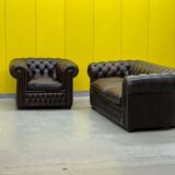 1990s Chesterfield Sofa and Chair