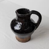 Rustic Terracotta Jug with Black Glaze from Lucca, Italy - 19th Century Country House Decor